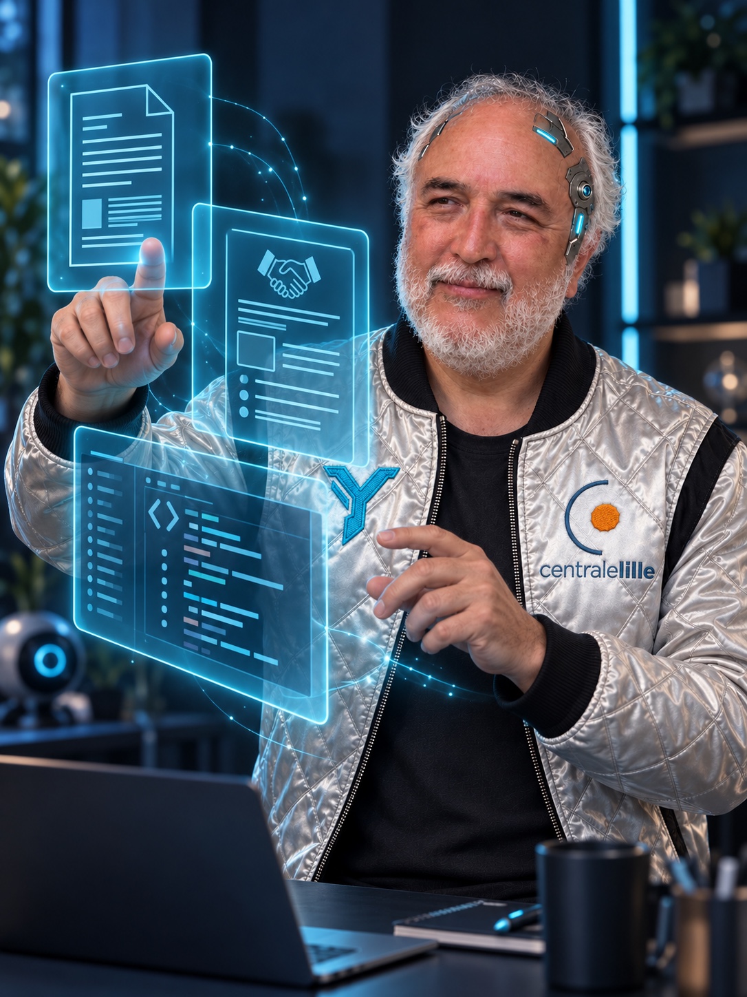 Y utilisant des interfaces IA pour un rapport, une proposition commerciale et du code